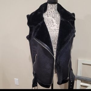 Cider Moto Style Biker Lined Vest Womens SZ XS black belt street goth punk Cider